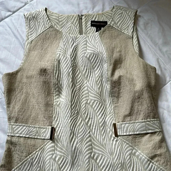 Dana Buchanan tan and cream sleeveless lined dress size 12 - Picture 2 of 7